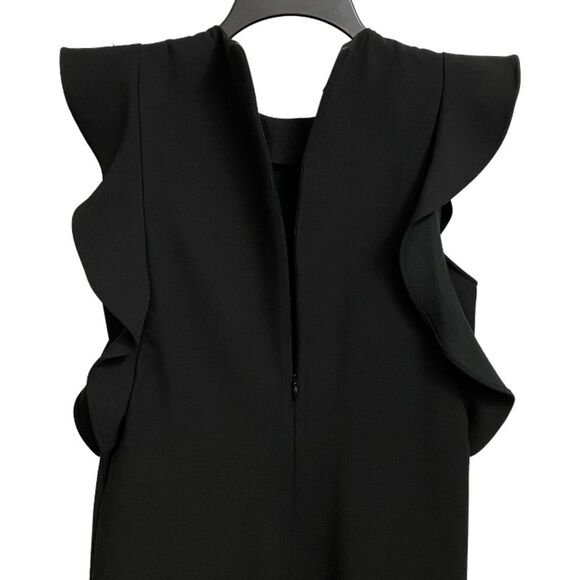 ZARA Women's Shift Midi Dress Size XS Black Ruffled Flutter Sleeves Fairy - Picture 9 of 13